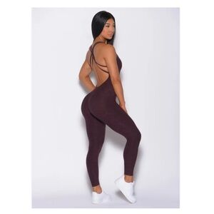 Bombshell Sportswear Plum Crisscross Back Jumpsuit Leggings